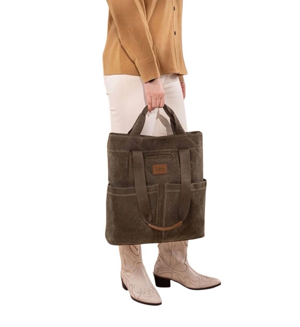 NWT Lee Washed Canvas Utility Tote Bag - Dark Green